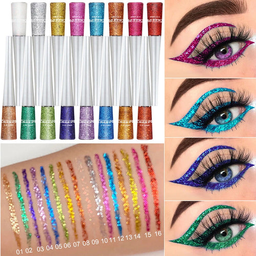 16 Colours Liquid Eyeliner Shiny Glitter Powder Quick Dry ☀-