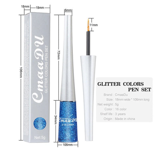 16 Colours Liquid Eyeliner Shiny Glitter Powder Quick Dry ☀-